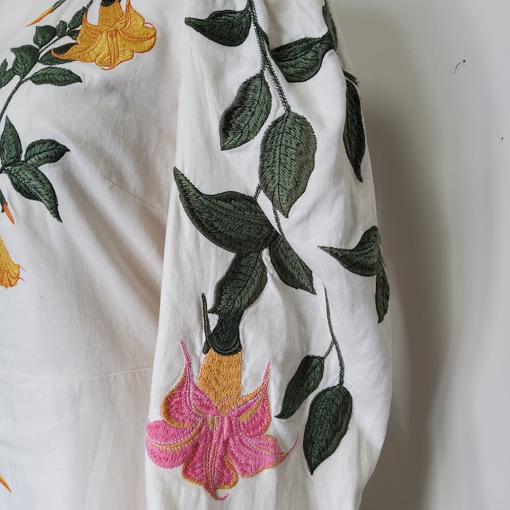 Agua by Agua Bendita Guaba Ranas Embroidered Linen Statement Dress - Picture 4 of 15